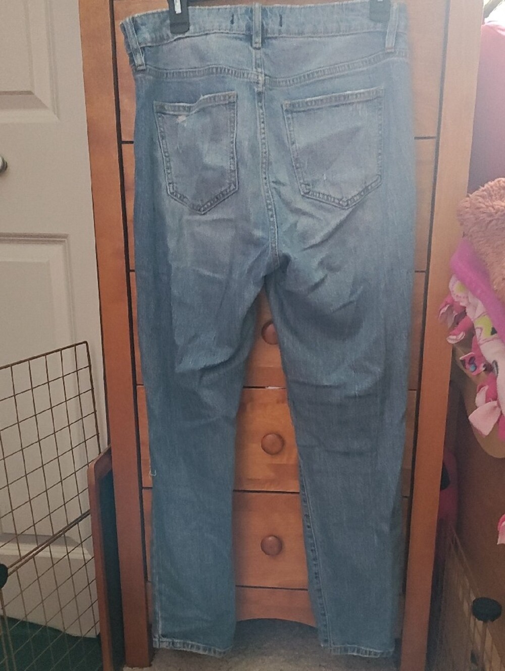 Women's Distressed Light Blue Ripped Jeans - Picture 2 of 4